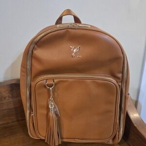 Young Living Premium Tan Vegan Leather Backpack Holds 140 Essential Oils YL